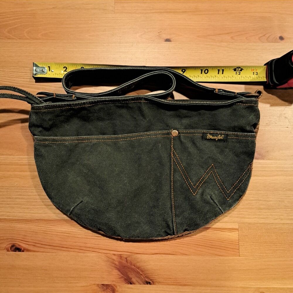 Vintage 90’s Wrangler Leather Detail Jean Shoulder Purse Bag Cross